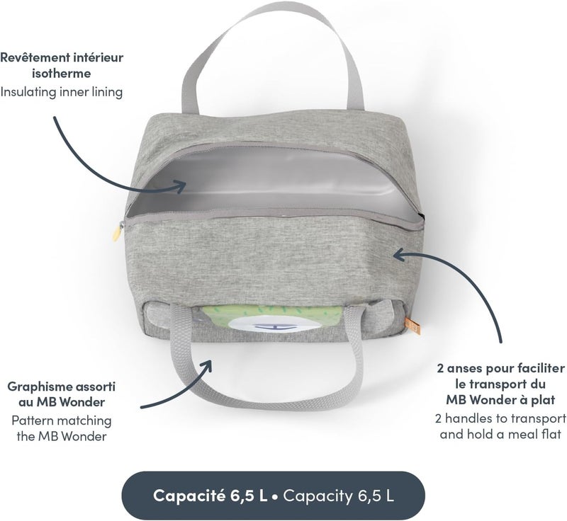 monbento Wonder Travel Kids Lunch Bag Green Bear - Insulated Lunch Bag for Lunch Box - Image 4